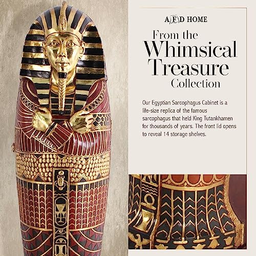 Egyptian Sarcophagus Cabinet with Shelves