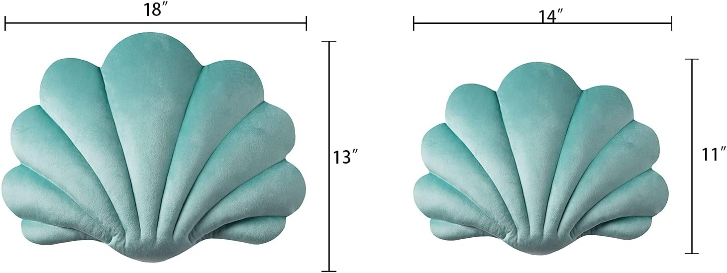 Ashler 3D Shell Shaped Throw Pillow Turquoise 18x13 Inches