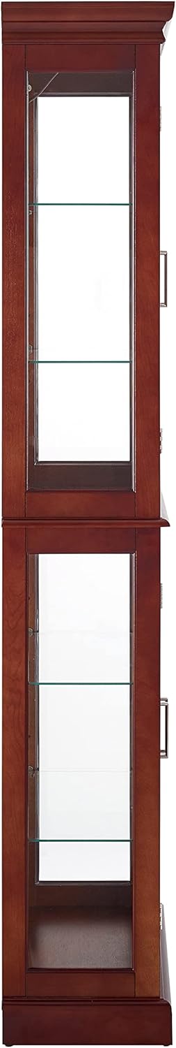 Glass Corner Curio Cabinet with Lights and Adjustable Shelves