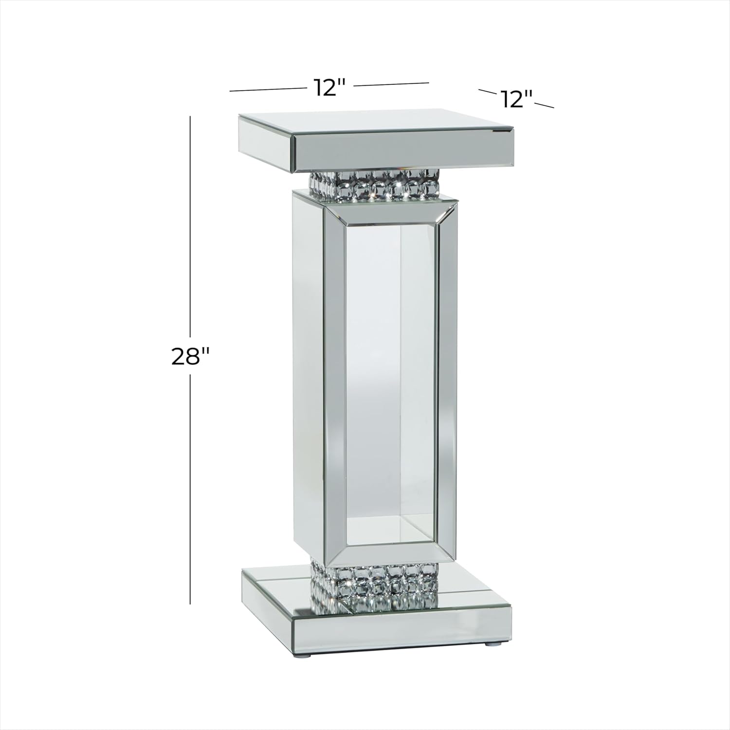 Deco 79 Silver Mirrored Pedestal Table 12x12x28