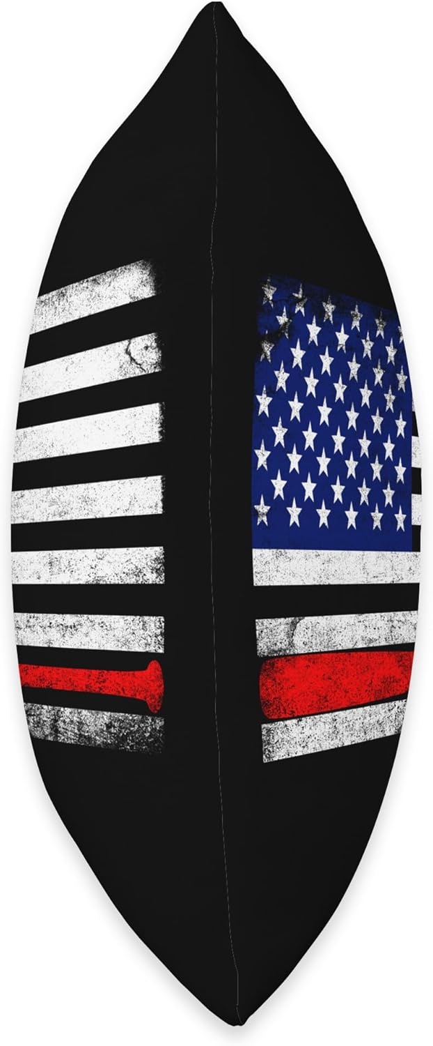 Baseball Pitcher Catching Throw Pillow with USA Flag Design 1