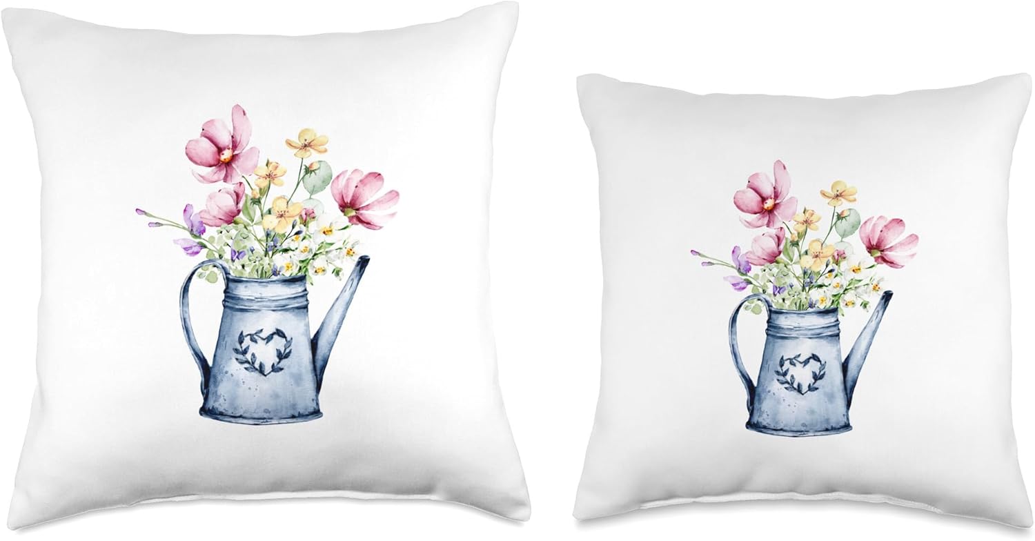 Spring Flowers in Vase Throw Pillow