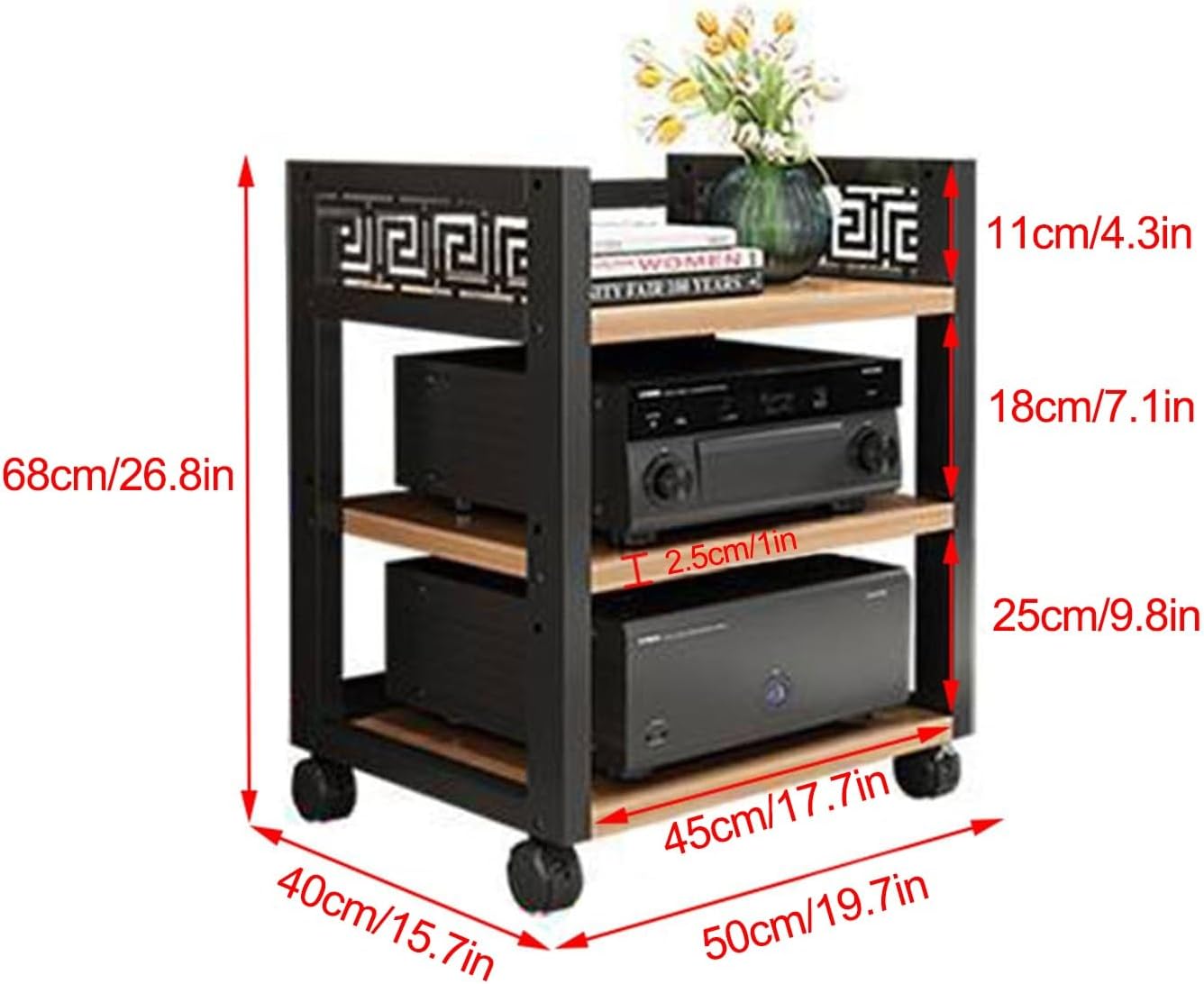 ZIHESY Audio Rack Tower with 3 Adjustable Shelves