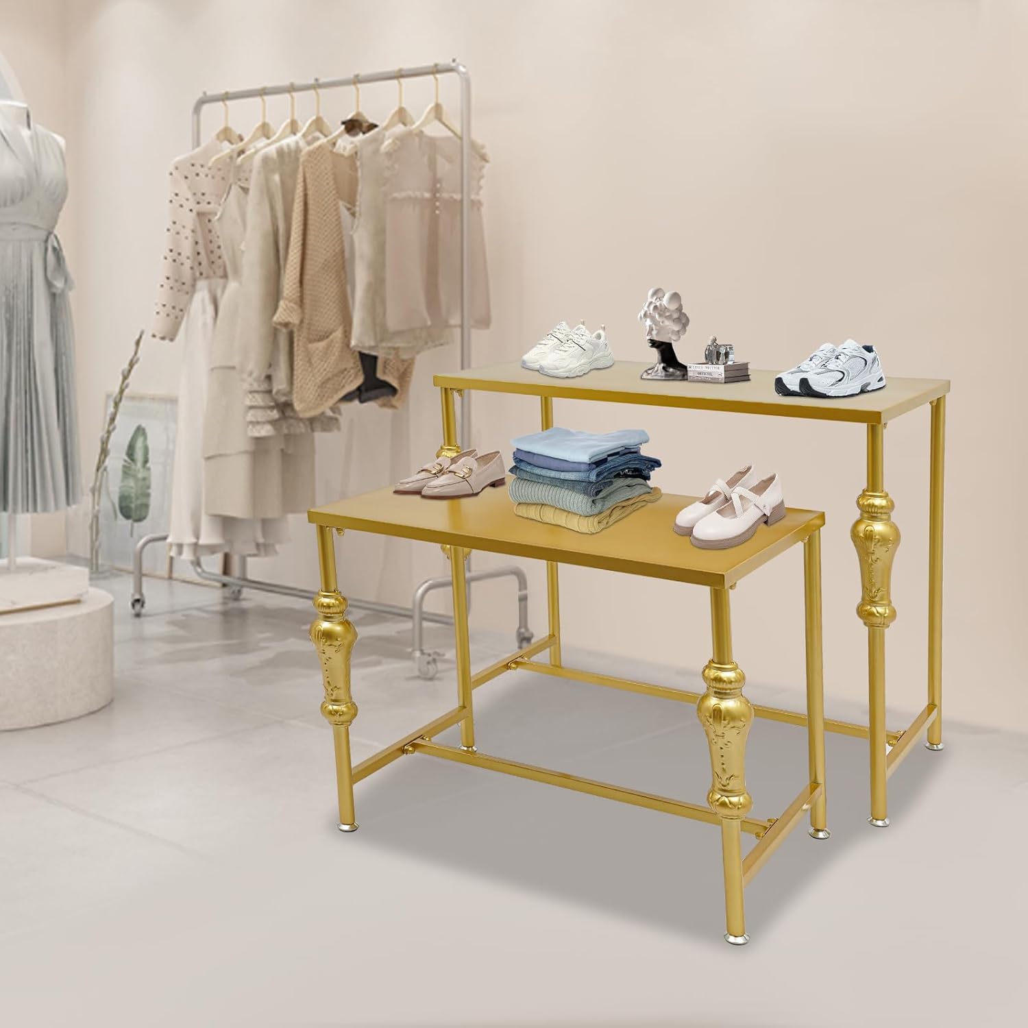 Nesting Tables Display Rack for Clothing Shoes Handbags