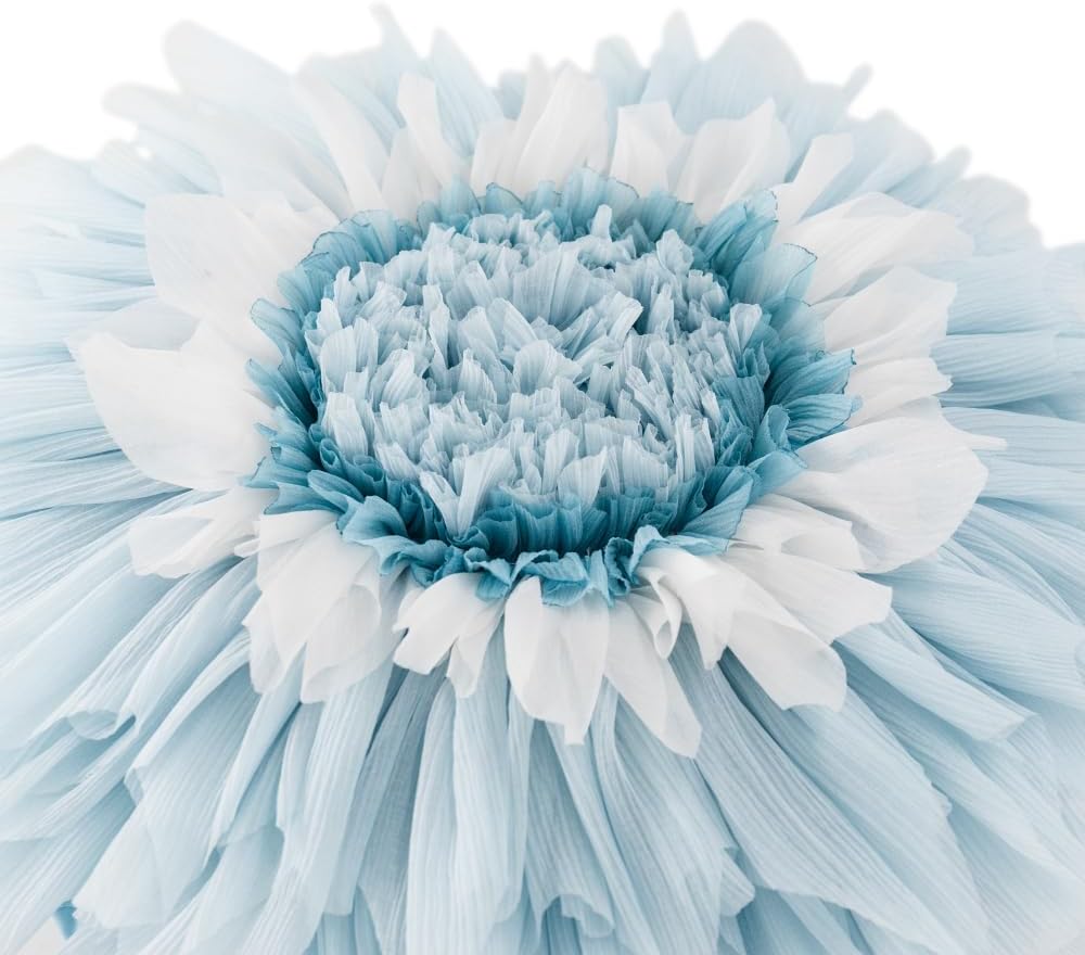 3D Flower Throw Pillow 14 inch Blue Velvet Decor