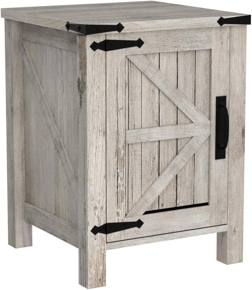OKD Nightstand with Charging Station and Barn Door