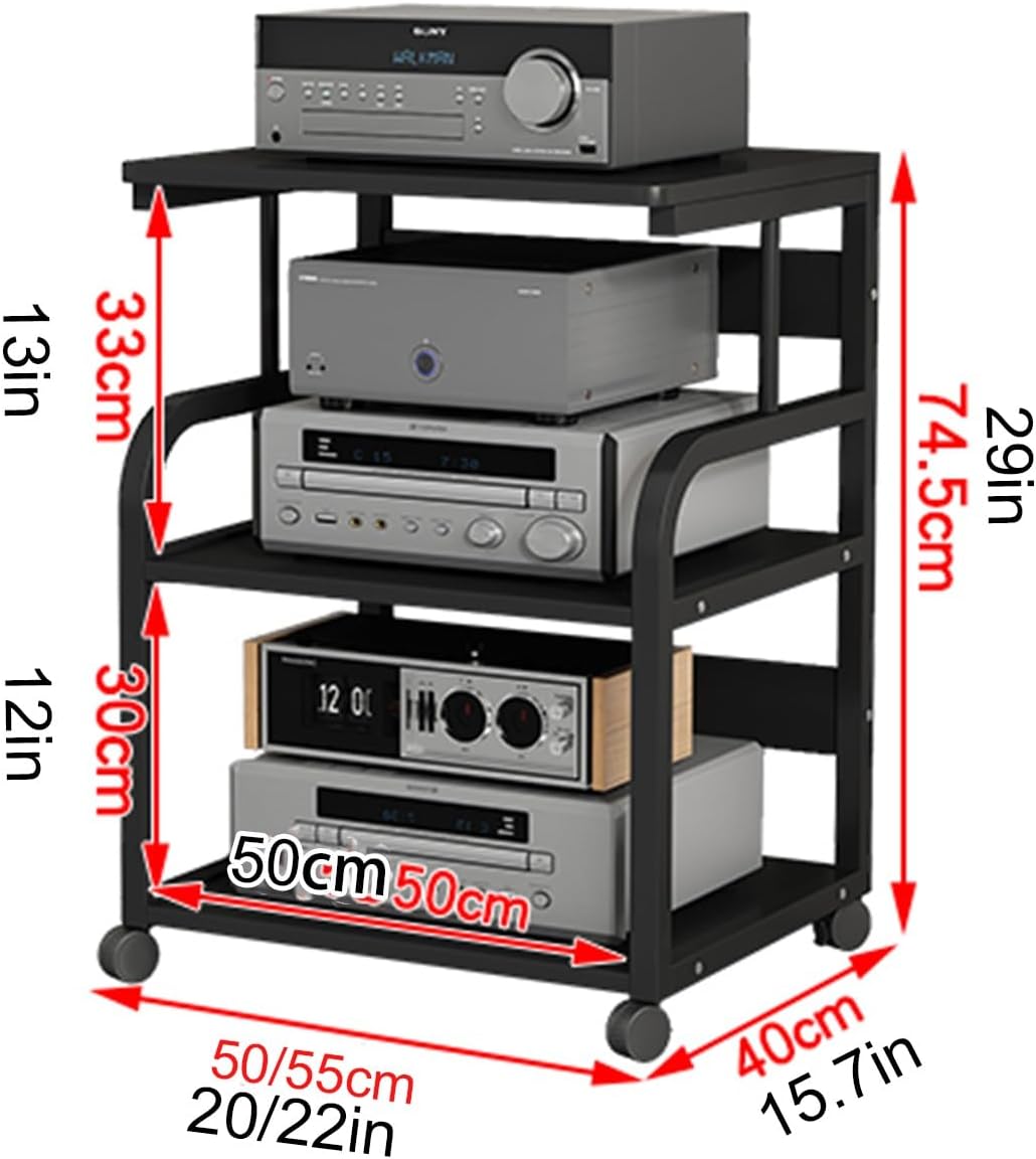 Nordivo Audio Rack Tower With Wheels 4 Tier Media Stand Corner Entertainment Cabinet Red H745cm29-B