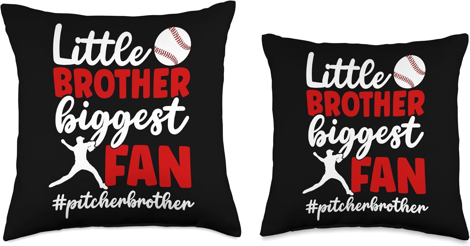 Little Brother Baseball Pitcher Throw Pillow 1