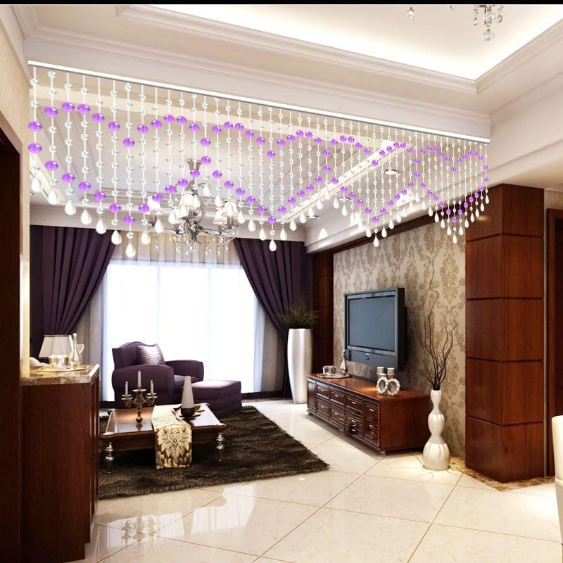 Hanging Crystal Glass Bead Curtain Purple 25 Strings
