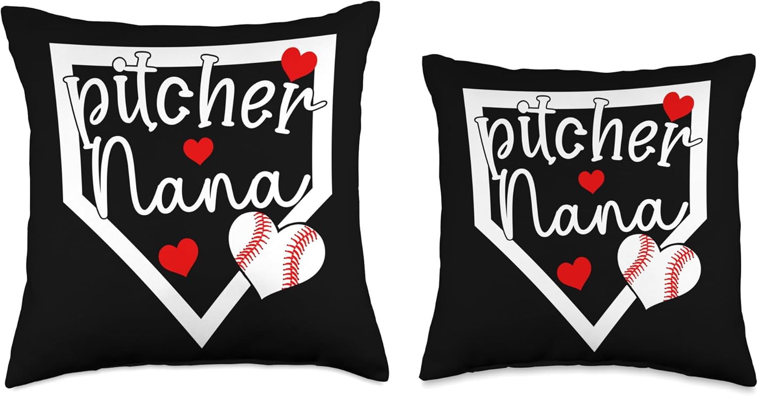 Baseball Pitcher Nana Grandma Mothers Day Throw Pillow