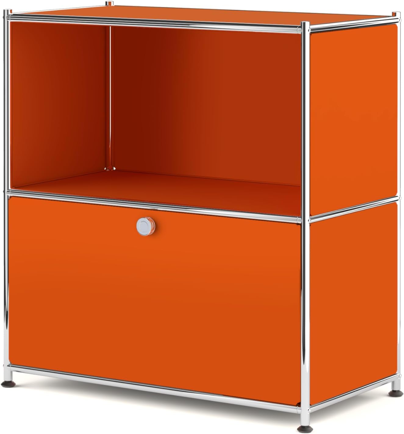 325 Inch Flip Top Side Table with Detachable Wheels and Storage - Modern Orange Bedroom Furniture