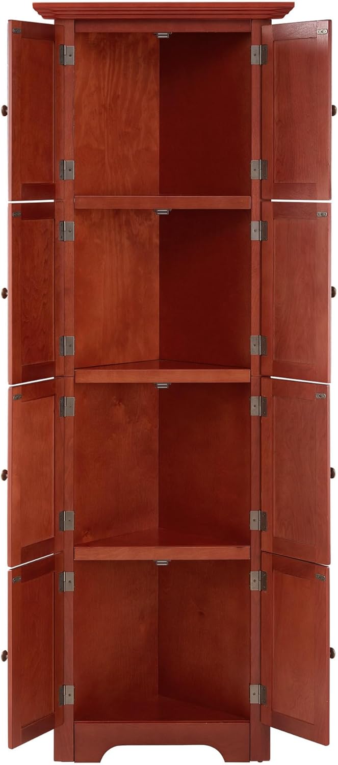 Softsea 4-Tier Corner Kitchen Pantry Cabinet with 8 Doors 72 Tall Cherry Hutch