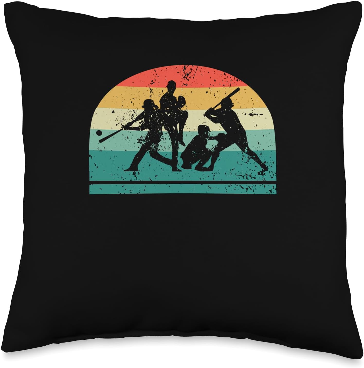 Baseball Players Retro Vintage Throw Pillow