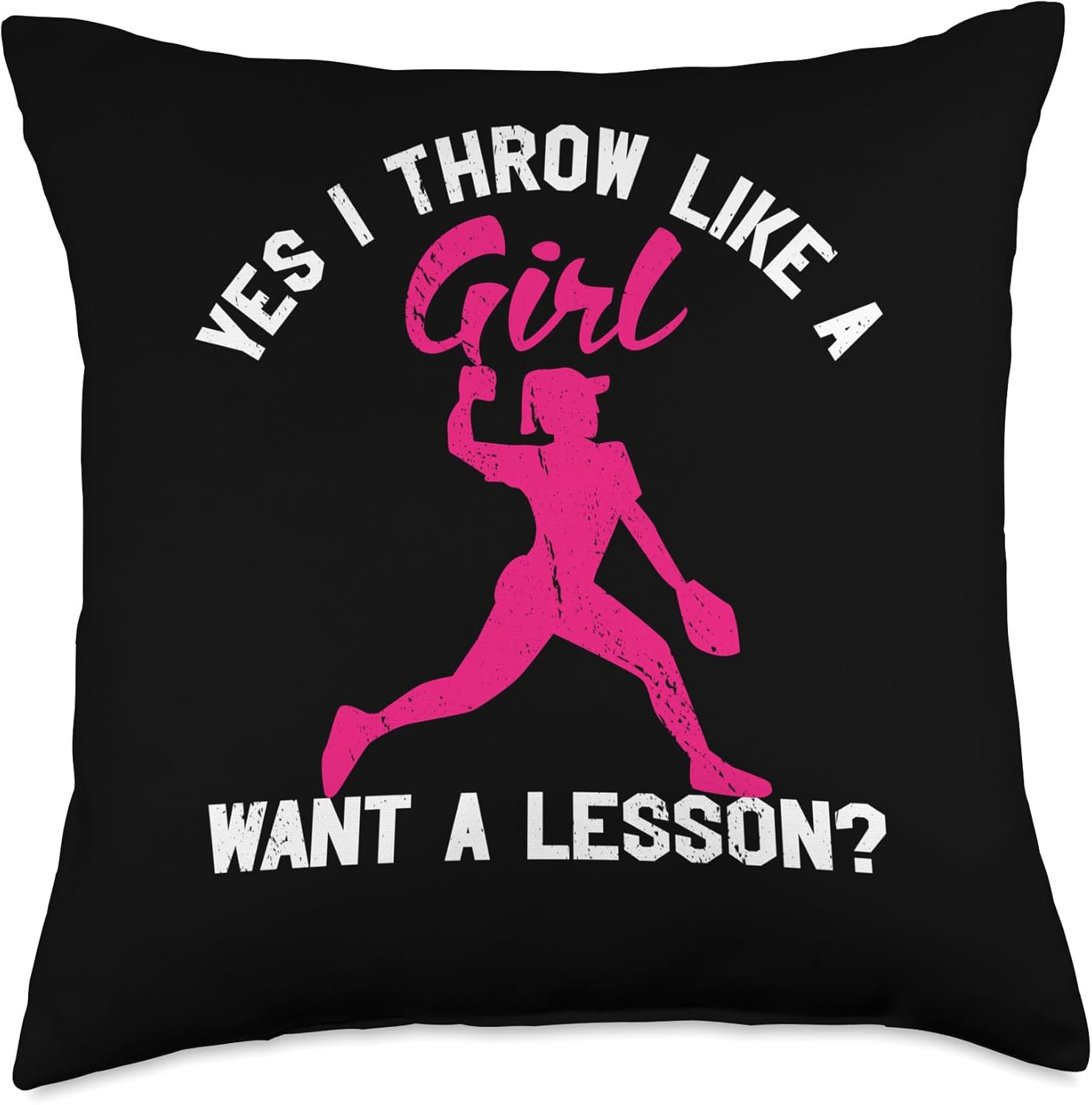 Funny Baseball Throw Pillow for Girls and Women