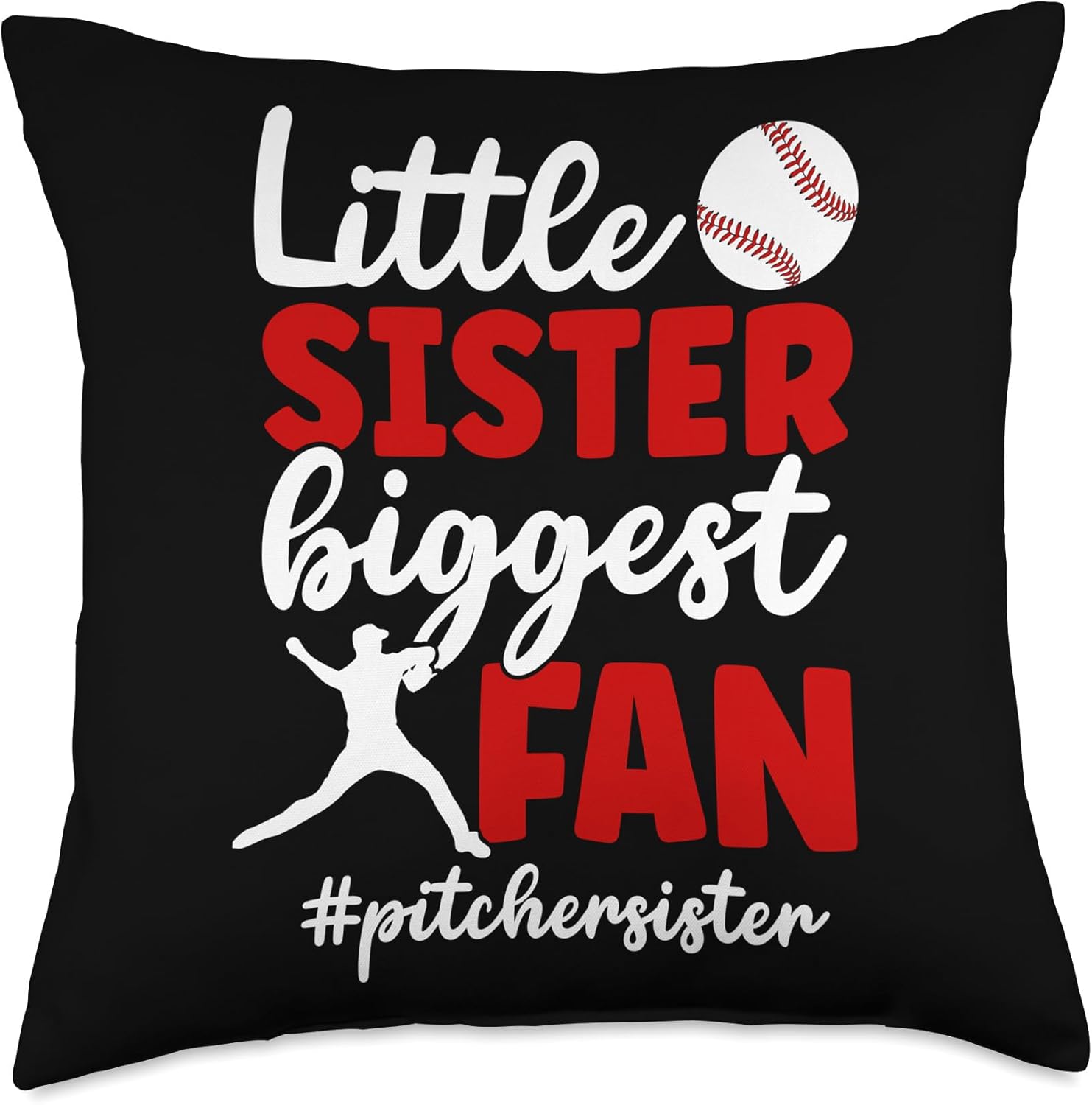 Proud Baseball Pitcher Sister Throw Pillow 1
