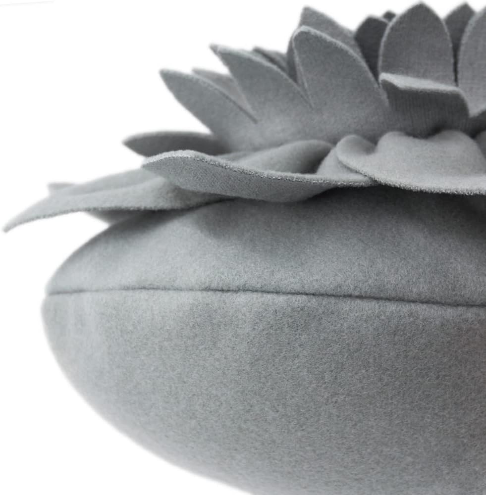 3D Flower Throw Pillow with Insert Gray 14 Inch