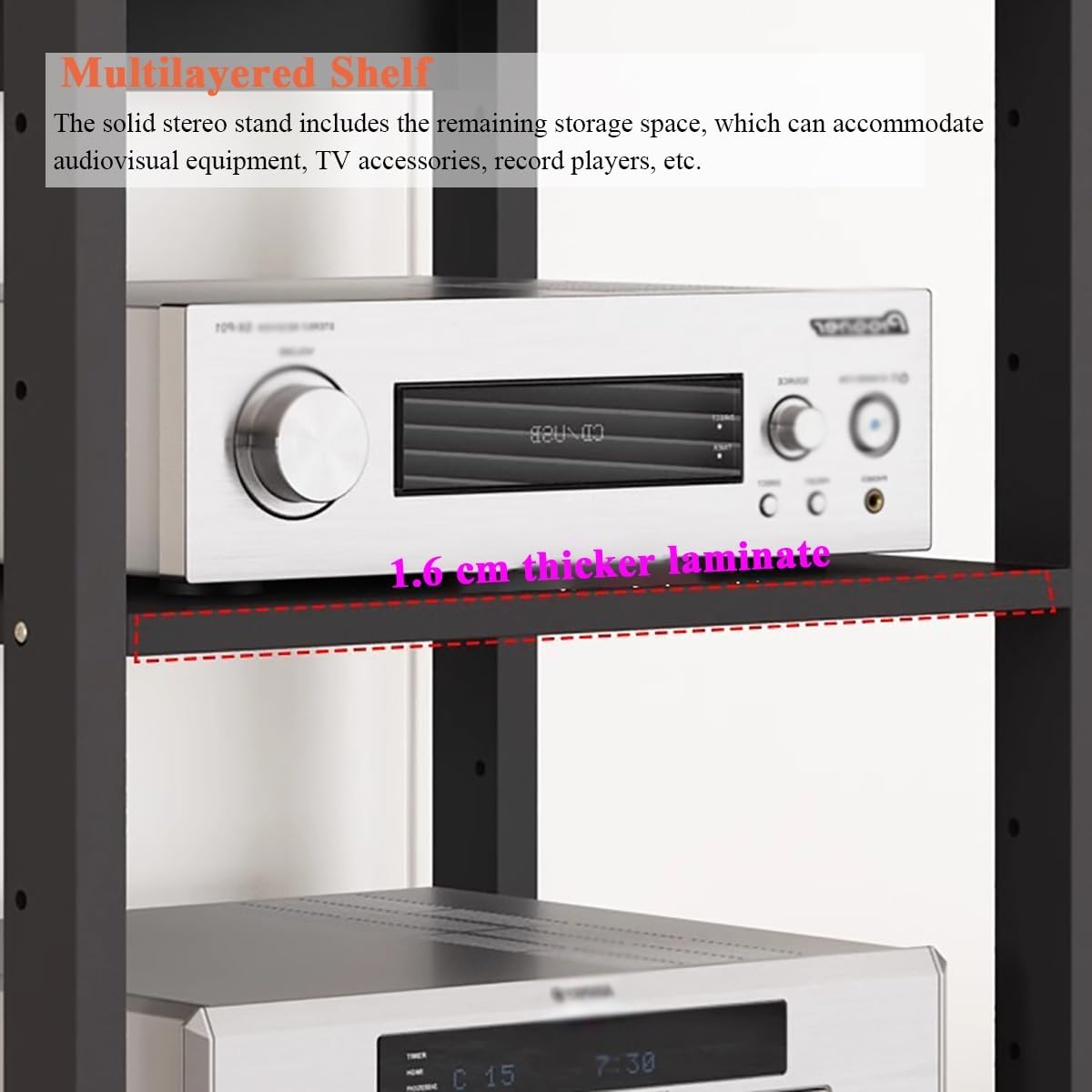 3 Tier Audio Video Component Rack with Adjustable Shelves