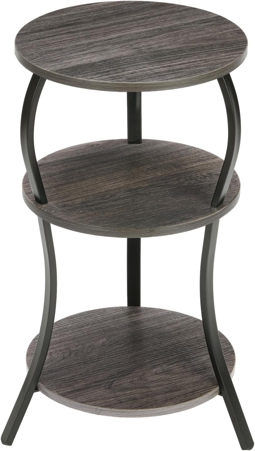YEAKOO Vintage 3-Tier Round End Table for Small Spaces