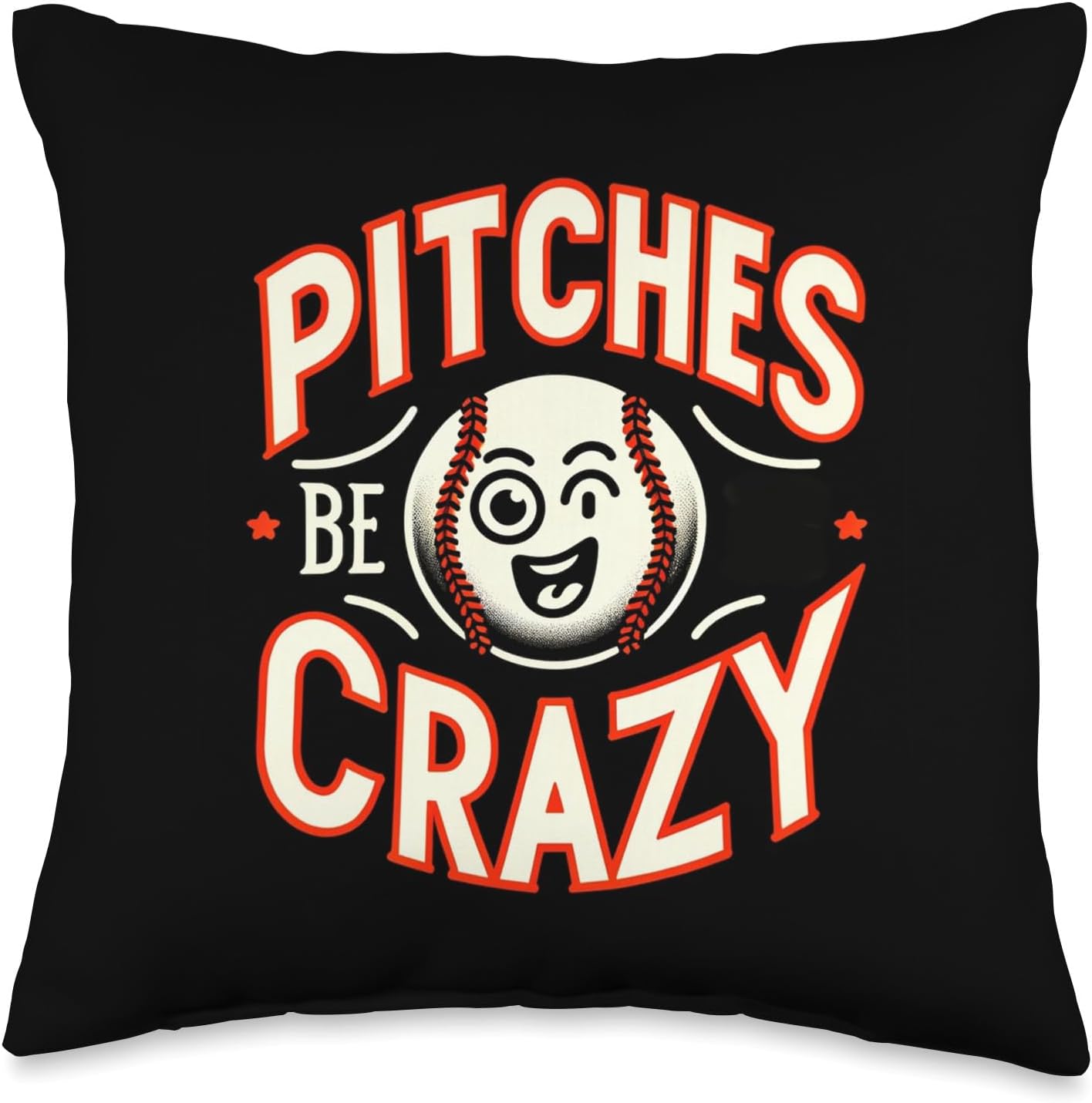 Funny Baseball Pitcher Throw Pillow with Pun Design