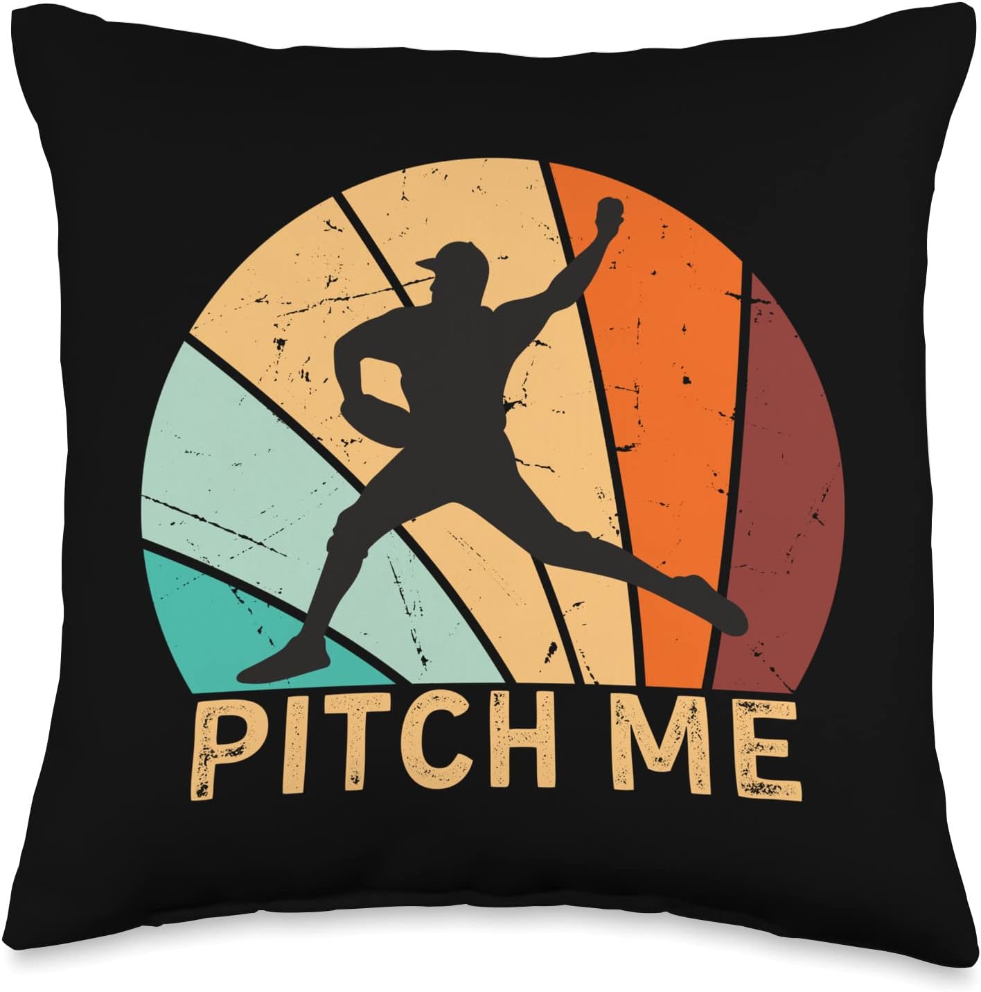 Baseball Pitcher Retro Vintage Throw Pillow