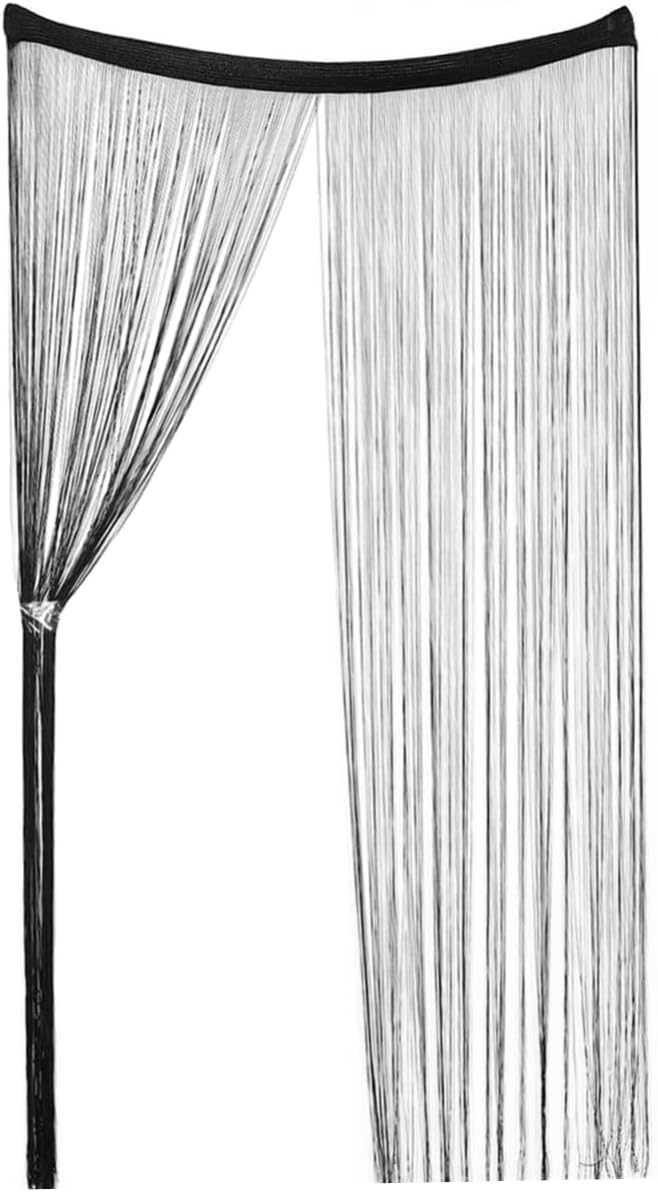 Rod Type Line Curtain Tassel Valance for Room Dividers Black String Curtain for Decor