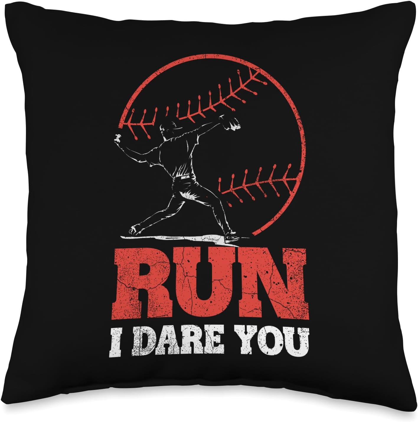 Run I Dare You Baseball Throw Pillow