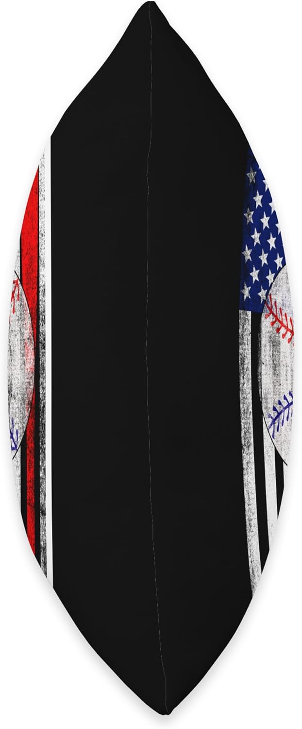 Baseball Pitcher Catching Throw Pillow with USA Flag Design
