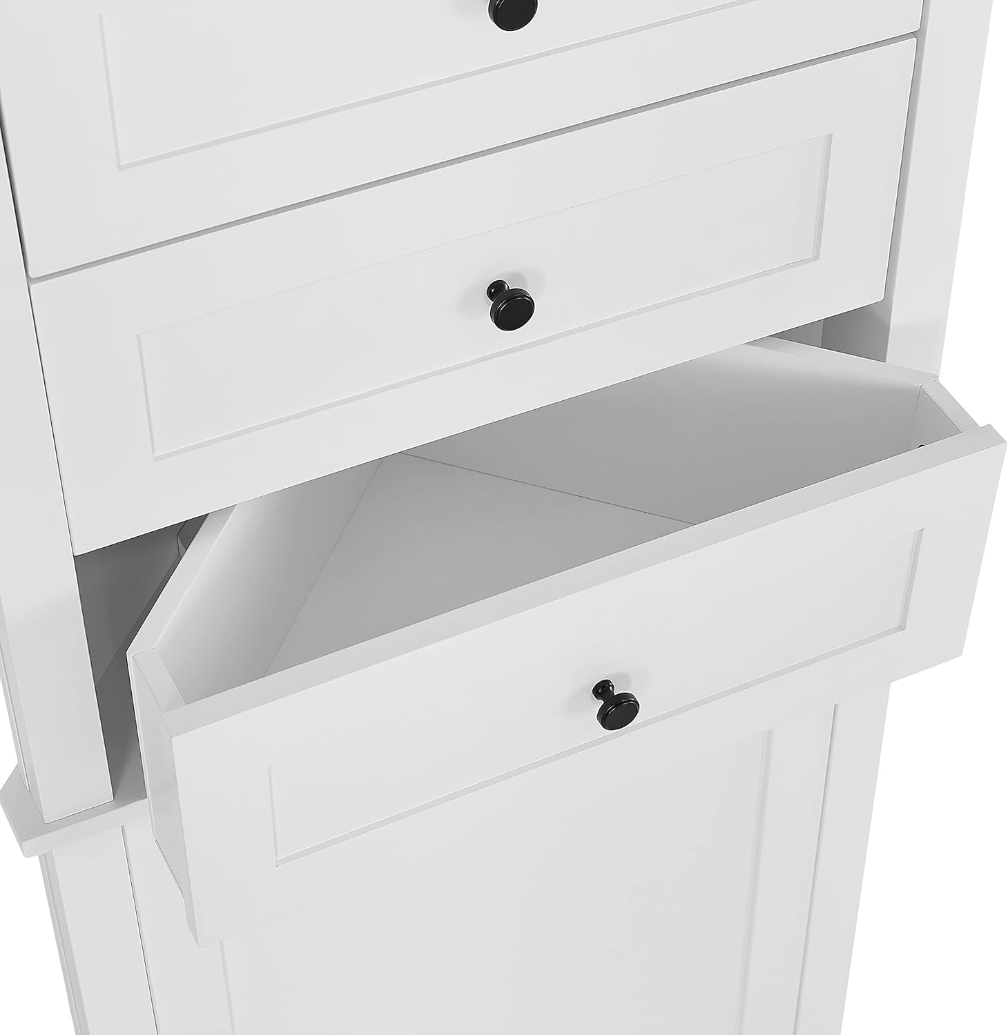 689 Inch Tall Triangle Corner Cabinet with 3 Drawers and Adjustable Shelf Freestanding Storage Cabinet White