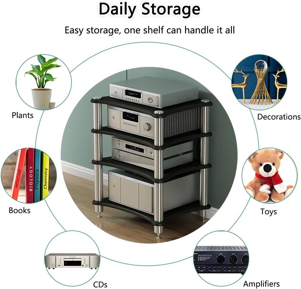 Kaverno 2 3 4 Tier Media Stand Corner Shelf