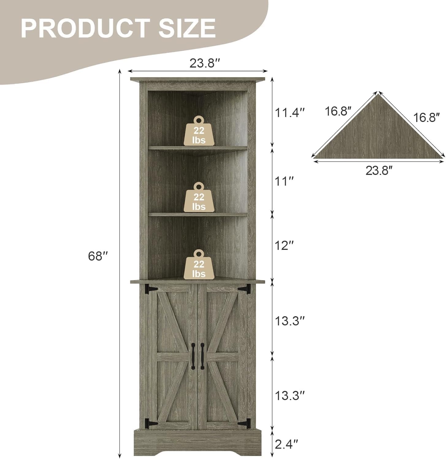 4 Ever Winner Tall Corner Cabinet with Doors