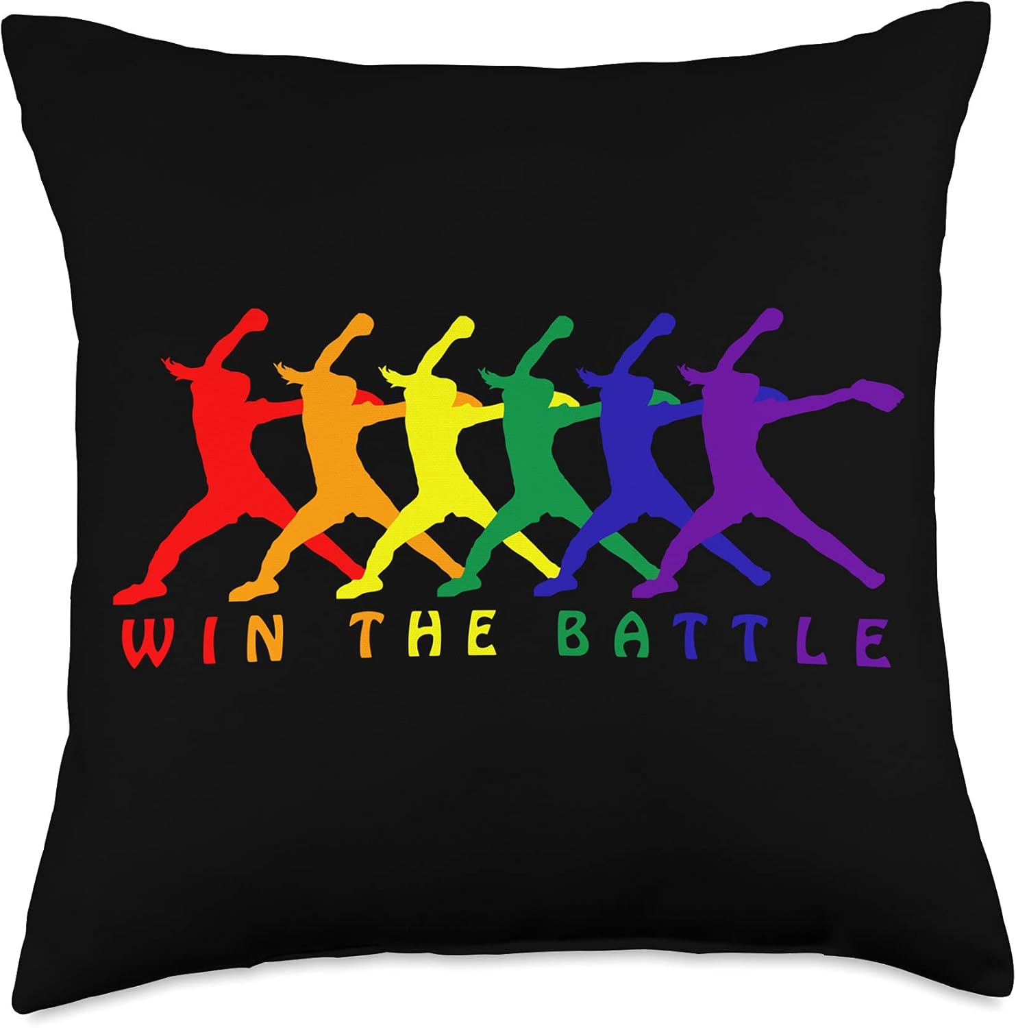 Win the Battle Fast Pitch Softball Pitcher Throw Pillow