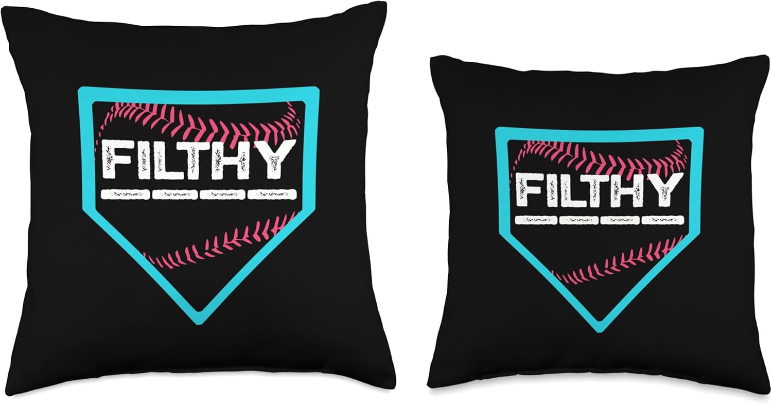 Funny Baseball Pitcher Filthy Home Plate Drip Throw Pillow 1
