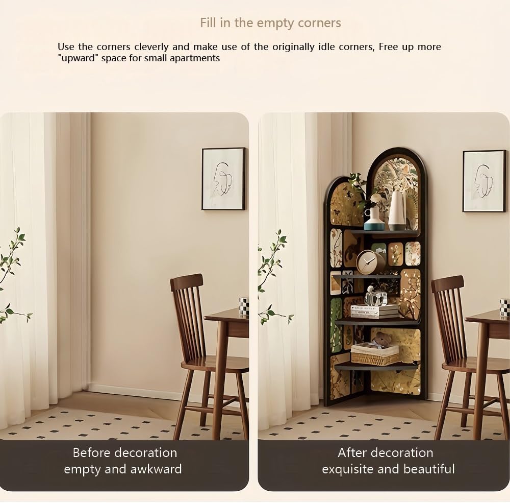 4-Tier Corner Shelf with Decorative Painting