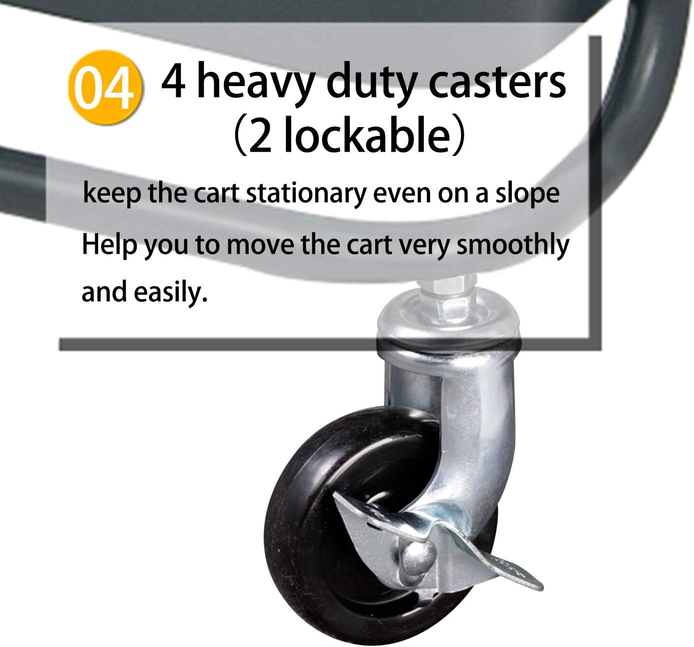 Wonline 3-Tier Metal Rolling Storage Cart with Locking Casters Grey