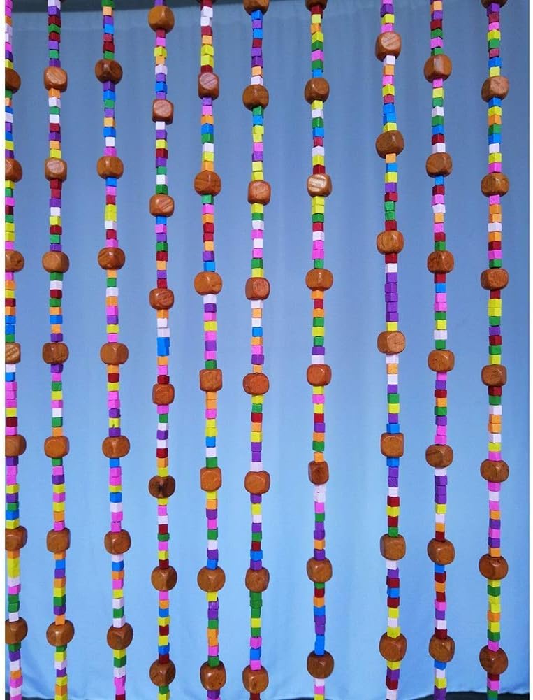 OKUOKA 45 Strands Wood Bead Door Curtain 90x220cm