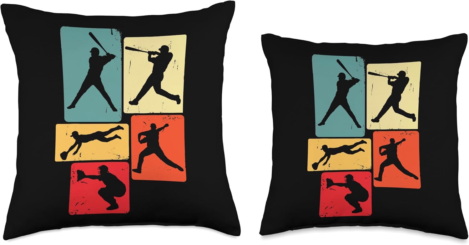 Vintage Baseball Throw Pillow Retro Design