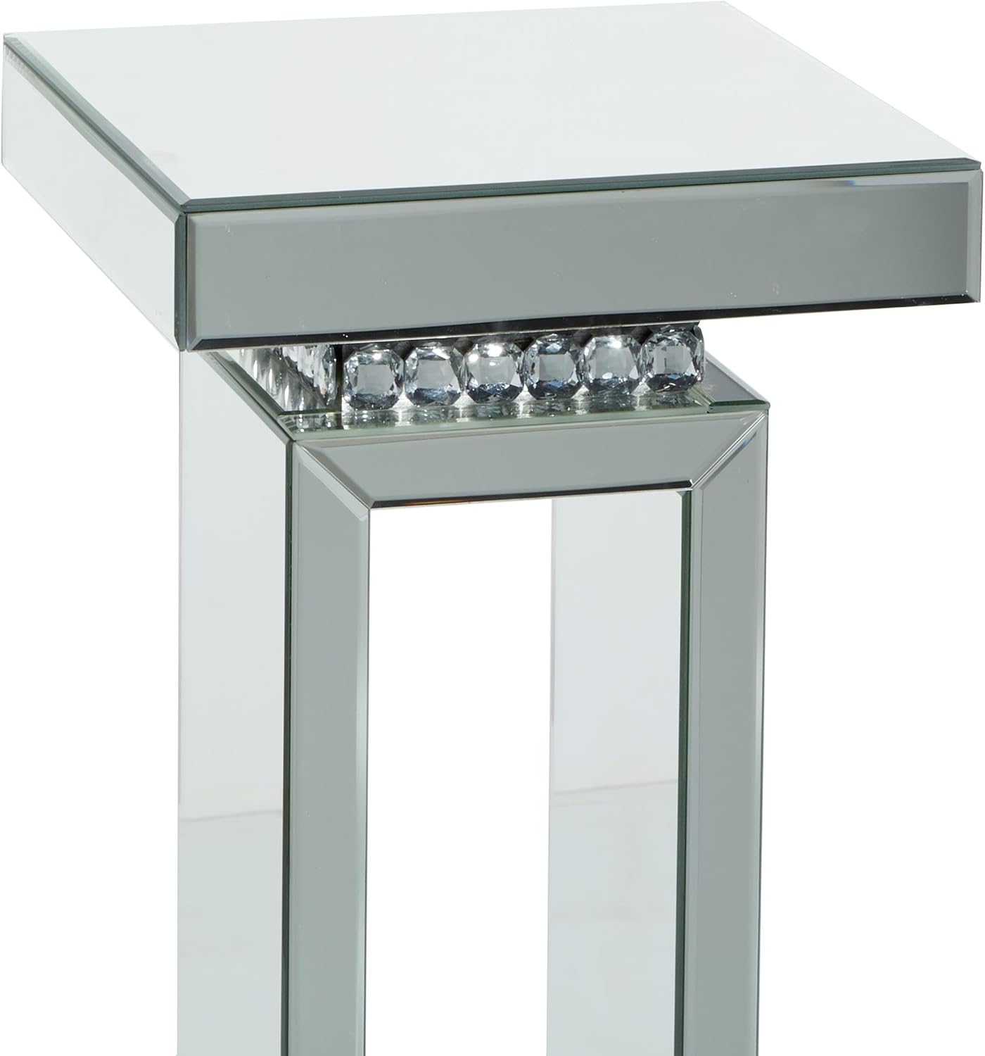 Deco 79 Silver Mirrored Pedestal Table 12x12x28