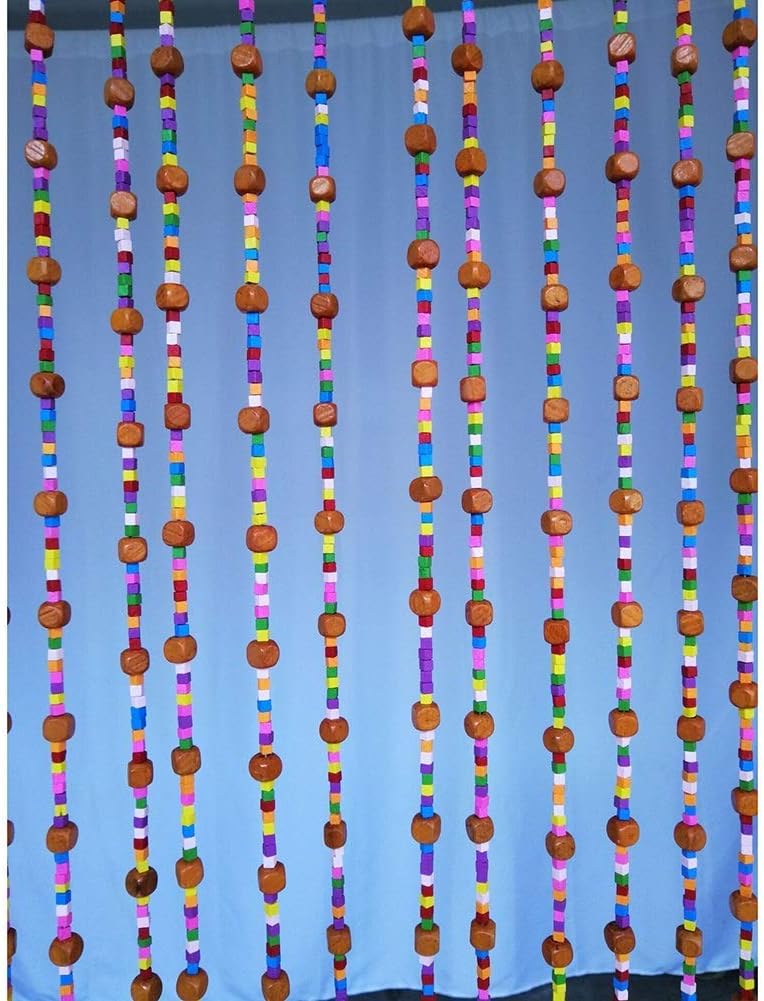 OKUOKA 45 Strands Wood Bead Door Curtain 90x220cm