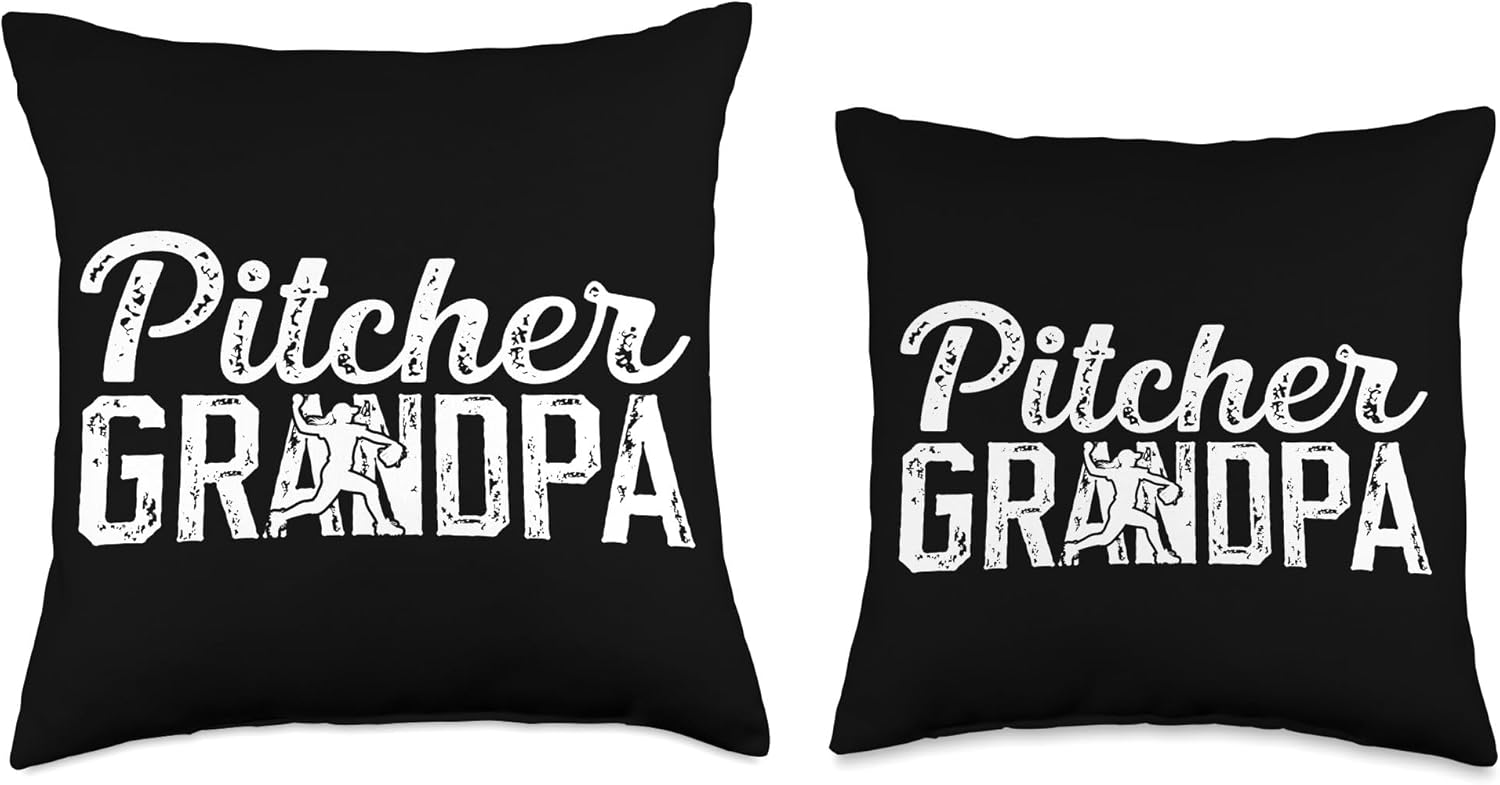Softball Pitcher Grandpa Throw Pillow