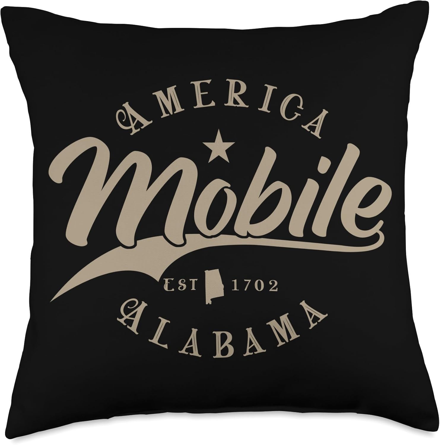 Mobile Alabama Throw Pillow 18x18 Multicolor