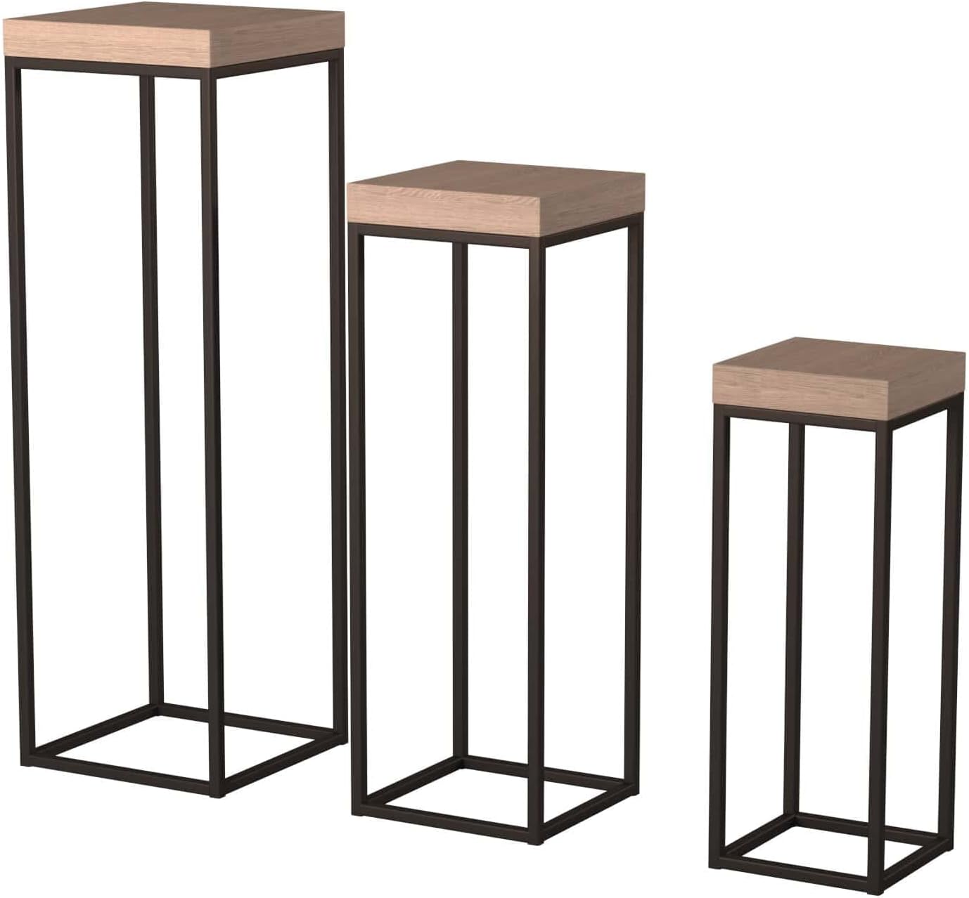 Howard Elliott Set of 3 Tall Plant and Side Pedestal Stand