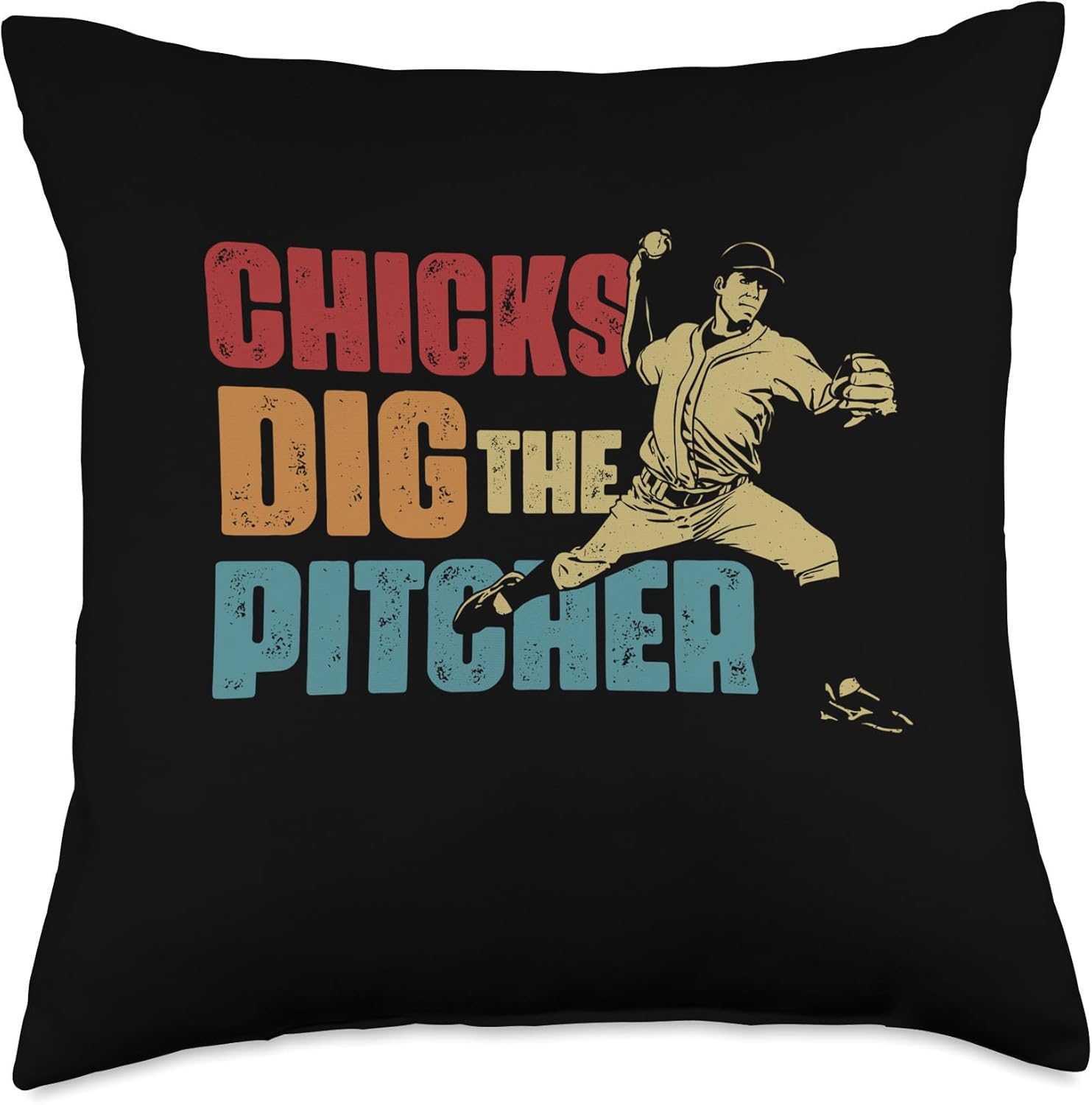Baseball Pitcher Funny Chick Dig The Pitcher Softball Throw Pillow
