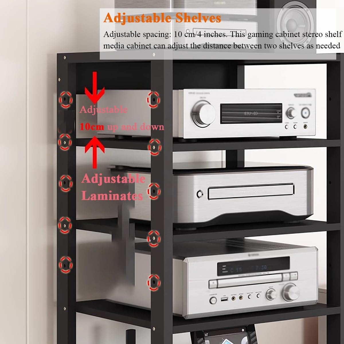 3 Tier Audio Video Component Rack with Adjustable Shelves
