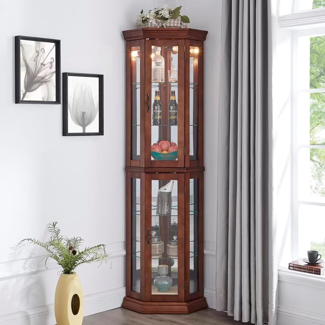 Lighted Curio Cabinet with 6 Adjustable Shelves
