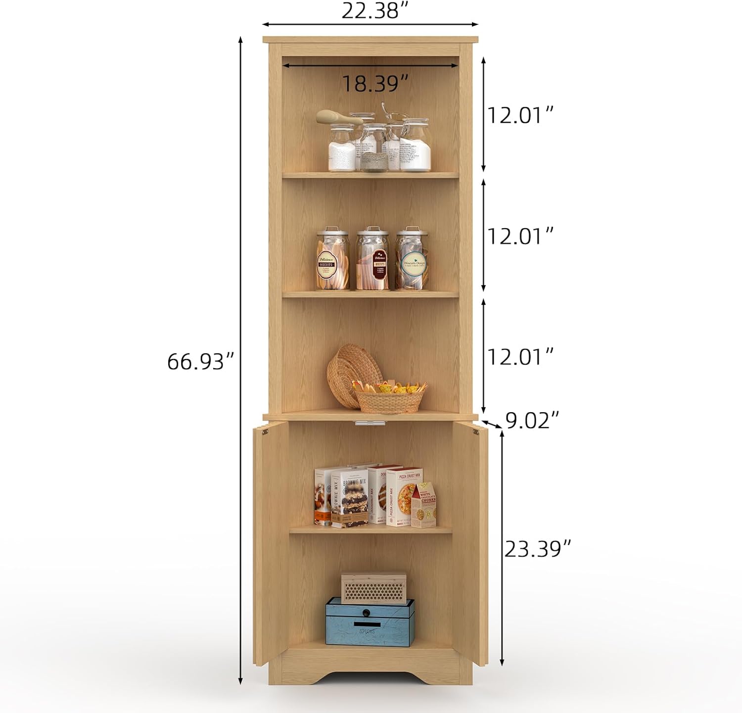 67 Inch Tall Corner Cabinet with Doors
