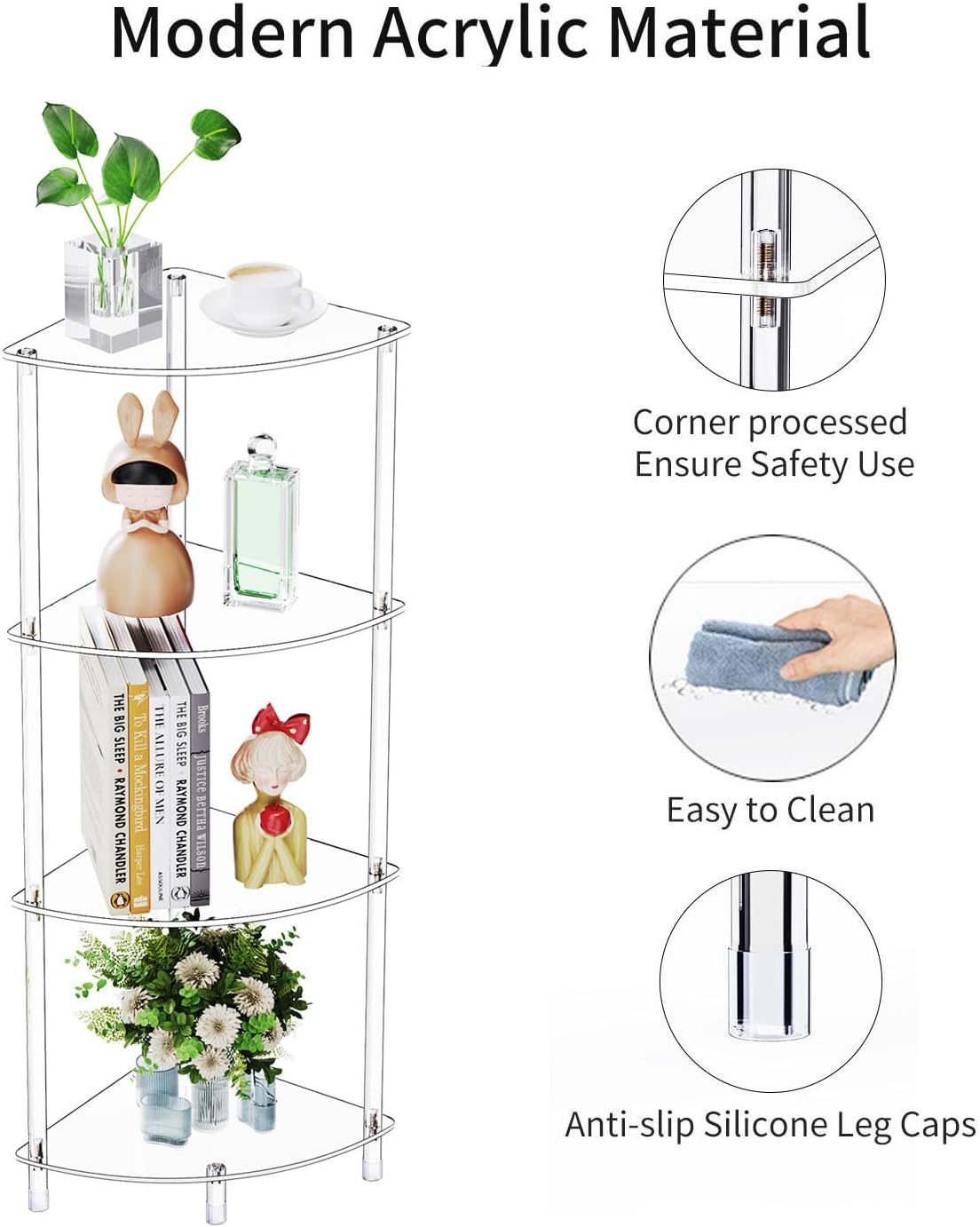 Clear Acrylic Triangle Side Table with 4 Tiers