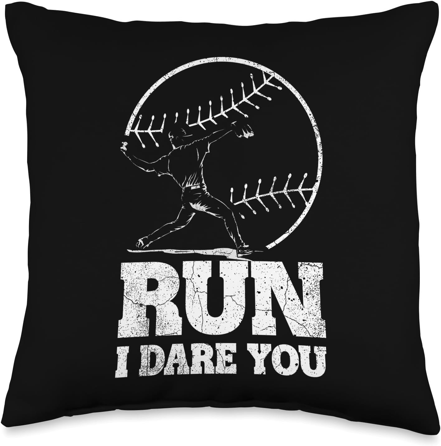 Run I Dare You Baseball Pitcher Challenge Throw Pillow 1