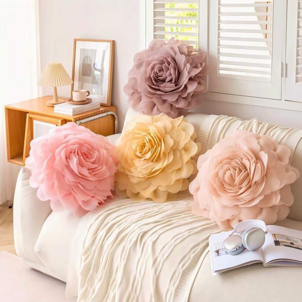 FZETVN Rose Throw Pillow 18 Two-Sided Decorative Pillow for Sofa and Bed