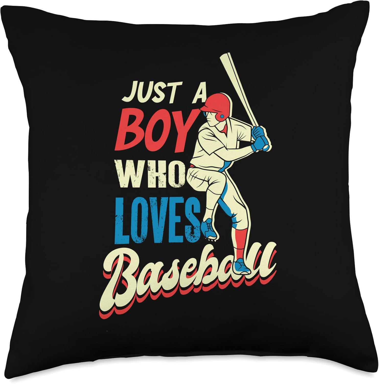 Just Boy Loves Baseball Catcher Pitcher Throw Pillow 18x18