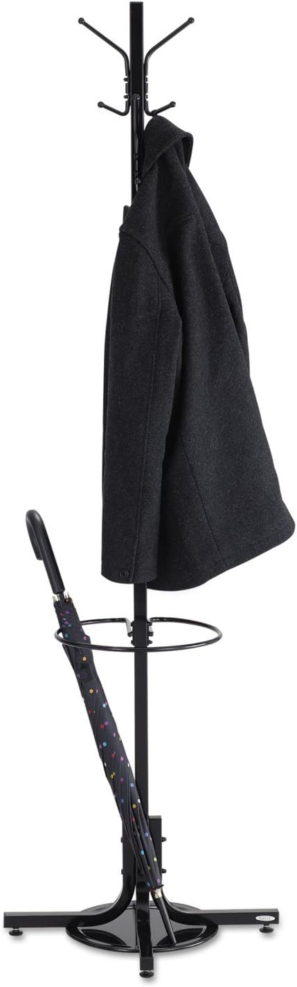 Safco 4168BL Black Coat Rack Tree with Umbrella Stand